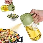 TrendPlain 16oz/470ml Olive Oil Dispenser - 2 in 1 Olive Oil Spray Bottle for Cooking, Kitchen Tools, Air Fryer, Salad, and BBQ - Green