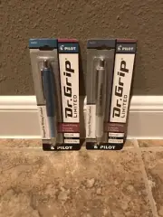 Pilot Dr Grip Limited Lot 2 Gel Ink Pens Click Pen 0.7mm Fine Point New Blue Sil