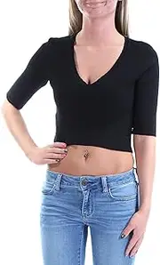 [RACHEL Rachel Roy] Womens Textured V-Neck Crop Top