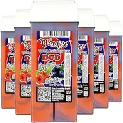 Roll on wax roller wax cartridge 100ml, 6pcs Waxee DUO wax refill (Raspberry & Blueberry)
