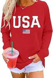 [Dressmine] Womens Casual Long Sleeve Graphic Tee Shirts Crew Neck Sweatshirts Pullover Tops for Women