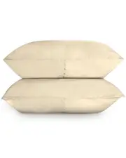 Bombacio Linens Sunset Ivory Brushed Cotton Percale Set of 2 Pillow Cases