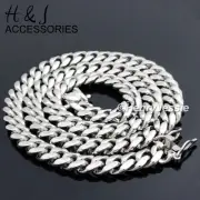 30"MEN 316L Stainless Steel 14mm Silver Miami Cuban Link Chain Necklace*N154