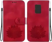 Compatible with Tecno Camon 16 4G Magnetic Card Slot Wallet Case Cover,Compatible with Tecno Camon 16 4G Flip Kickstand case Red
