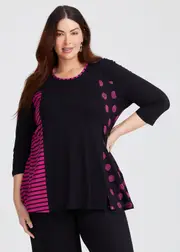[TS] Taking Shape Natural Eden Stripe Spot Top Size 14 in Print - Plus Size Women's Tops & T Shirts Print