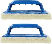TOPPERFUN 2Pcs Bathtub Scrubber Non Abrasive Cleaning Pads with Handle for Easy Kitchen and Bathroom Use Ergonomic Design for Gentle Surface Cleaning and Grime Removal
