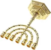 HOLIDYOYO 7 Hole Menorah Metal Candle Holder Religious Decor Vintage Style Home Ornament