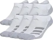 adidas 288225 Kids Cushioned No Show (6-Pair), White/Grey/Light Onix Grey, Large