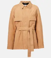 [Nour Hammour] Nour Hammour Zakary belted suede jacket AU 16 beige