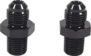 6AN Male Flare to 1/4"Npt,Thread Size of 6AN Is 9/16-18 Unf,Pipe Fitting Adapter Work for Widely Used In FuelSystems, Cooling Systems, Power Steering Systems, Etc Aluminum Straight Black 2PCS.