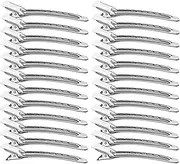 24 Silver Metal Duck Billed Hair Clips Silver for Styling Sectioning, 3.5-inch Rust Resistant Metal Crocodile Skin Roll Hair Clips, Used for Hair Dyeing, DIY Bow Tie, Hair Extensions Salons ,Curls & Long Hair