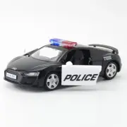 1/36 Audi R8 Police Car Model Diecast Toy Cars Pull Back 2 Doors Open Boys Toys