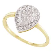 10k Yellow Gold Round Diamond Teardrop Cluster Ring 1/4 Cttw
