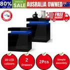 Bedside Tables Set of 2 LED Nightstand Side Table