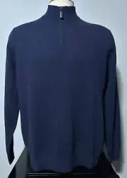 NEW Christian Lacroix Mens Large 100% Cashmere Quarter Zip Navy Pullover Sweater