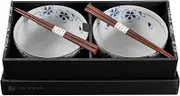 Omotenashi Sakurazukushi Donburi Bowls & Chopsticks Set of 2 - Mino Ware Made in Japan