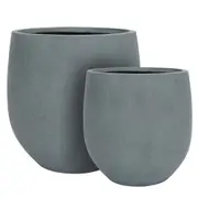 2pc Belle Luisa Stone Powder Large Indoor/Outdoor Patio/Garden Planter Set Grey