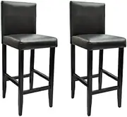 Bar Stools 2 pcs Black Faux Leather Bar Chair