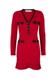 Self-portrait Sequin-embellished Waffle-knit Mini Dress - Red - M (UK12 / M) M (UK12 / M)