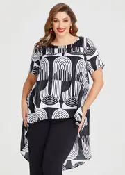 [TS] Taking Shape Natural Flair Hi Lo Tunic Size 14 in Print, Viscose - Plus Size Women's Clothing Print