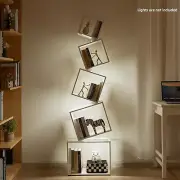 5-Tier Bookshelves, 67" Tall Black Bookshelf, Book Shelf, WHITE Bookcase Storage