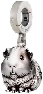 [Bolenvi] Guinea Pig Clip On Open Dangle Pendant, Omni Clasp 925 Sterling Silver Charms, Compatible with Pandora & Other Charm Bracelets, Necklaces and DIY Jewelry, Cute Charms for Jewelry Making