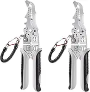 2024 New Multifunctional Wire Stripper Crimper Cable Cutter Pliers, Professional Wire Stripping Tool with Elbow, Electrician Pliers Tools and Cable Stripper for Cutting Stripping Shearing (2PCS)