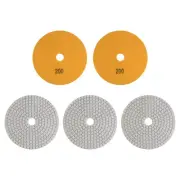 5pcs 5-Inch Grit 200 Diamond Polishing Pads Wet/Dry for Stone Concrete Marble