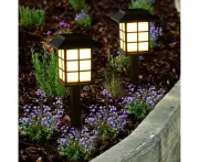 2 pcs Solar Pathway Lights Outdoor Garden Lights Warm White LED Post Cap Lights Two Types of Installations