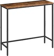 Console Table - Rustic Brown Slim Metal Frame | Compact & Sturdy Hallway Entryway Sofa Table | Ideal for Small Spaces | Living Room Decor