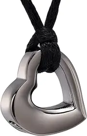 DOTUIARG Heart Stainless Steel Cremation Urn Pendant Necklace for Ashes Keepsake Memorial Necklace for Men