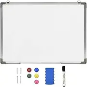 vidaXL Magnetic Whiteboard - Steel Wall-Mounted Dry-Erase Board with Marker and Eraser, 90x60 cm