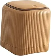 YWJLQH Small Wastebasket with Push Button 13.5x13.5x14.5cm for Kitchen and Dining Areas, Brown, as described