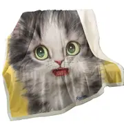 Adorable Cats Scared Grey Kitten Throw Blanket