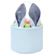 Easter Basket Seersucker Egg Hunt Bunny Baskets for Kids with Cute Rabbit Ears S