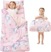 Toddler Nap Mat with Pillow and Blanket, Extra Large Rolled Napping Mats,Slumber