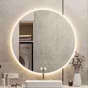 600MM Round （24 Inch） Led Mirror for Bathroom with Front Light and Backlit, Dimmable Anti Fog Wall Bathroom Mirror with Led Lights, Water Proof, Decor Vanity Mirror