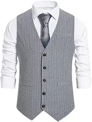 [Generic] Men's Hipster Urban Design 3 Pockets Business Formal Dress Vest for Suit Tuxedo