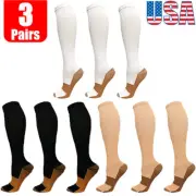 3/6Pairs Compression Socks For Women Men Knee High Medical Pain Relief 20-30mmHg