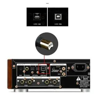 川木 USB音訊線 dac解碼發燒線A-B單晶銅電腦音效卡方口 調音台 資料線