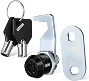 Generic 2 Sets Tubular Cam Lock Cabinet Lock with Key Cylinder Drawer Lock Thread Lock Latch Cabinet Locks Cam Locks for Furniture Finish Cam Lock Safe Lock Replacement Black Zinc Alloy