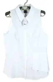 NWT WHITE HOUSE BLACK MARKET Women's Stretch Cotton Tank Top Pleated White 14
