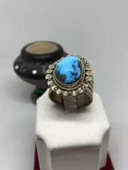 Native American Navajo KingMan Turquoise And Sterling Silver Size 13 Ring.