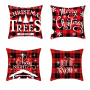 Catzon 4Pcs 18"x18" Christmas Throw Pillow Covers Square Cushion Cover for Sofa Decorative-A