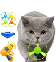 Cat Interactive Toy Flying Disc Saucer Launcher Toys Pet Fetch