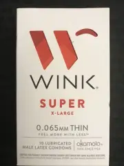 Wink Super XL Condoms 10ct Thin Latex Condoms New In Box
