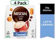 4 Pack NESCAFE 3in1 CARAMEL Flavor Instant Coffee 20 Sticks - Malaysia Coffee