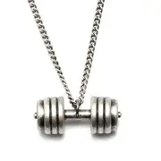 Titanium Dumbbells Exercise Gym Pendant Sweater Chain Necklace For Couple Women Men
