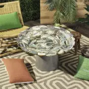 30" Round Wild Agate Stone Coffee Table Top Antique Hallway Sofa Table Lawn Deco