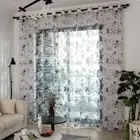 Gauze Flower Pattern Sheer Curtain Transparent Tulle Curtain Bedroom
